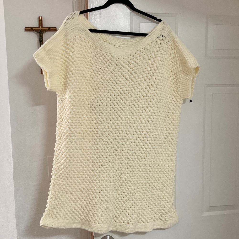 Handmade Cream Knit Short Sleeve Sweater